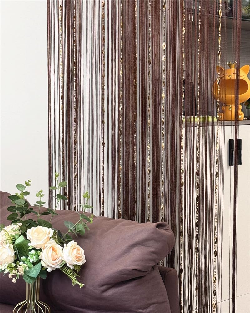 ave split 100cmX200cm Decorative Door String Curtain Beads Wall Panel Fringe Window Room Divider Blind for Wedding Coffee House Restaurant Parts Door Divider Beads Tassel Screen Decoration (black25) - Image 5